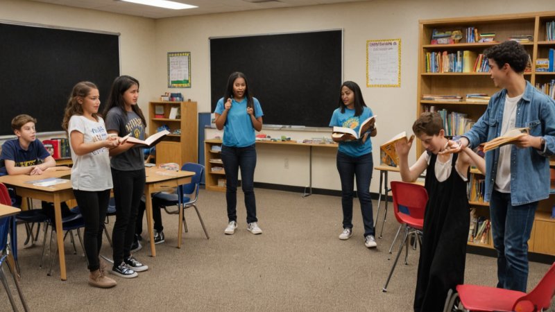 theater arts, literacy improvement, education, creative learning, student engagement, reading skills, writing skills, collaboration