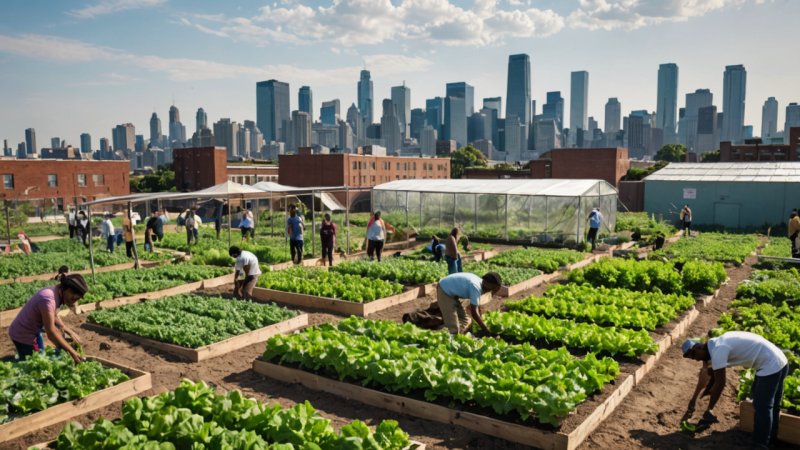 urban farming, sustainability, community gardens, food security, environmental protection, social justice, urban agriculture, technology in farming